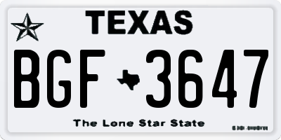 TX license plate BGF3647