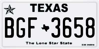TX license plate BGF3658