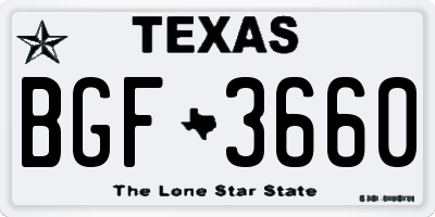 TX license plate BGF3660