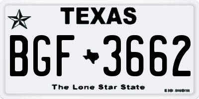 TX license plate BGF3662