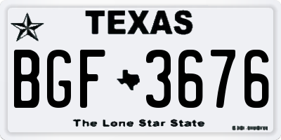 TX license plate BGF3676
