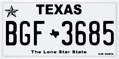 TX license plate BGF3685