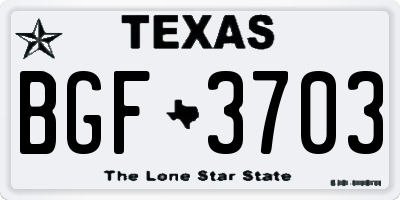 TX license plate BGF3703