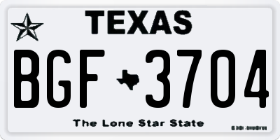 TX license plate BGF3704