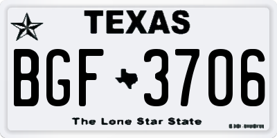 TX license plate BGF3706
