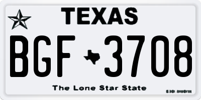 TX license plate BGF3708