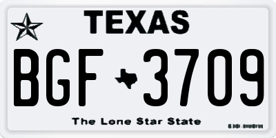 TX license plate BGF3709