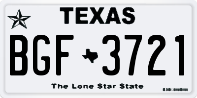 TX license plate BGF3721