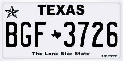 TX license plate BGF3726