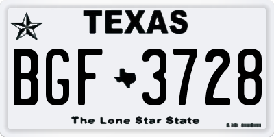 TX license plate BGF3728