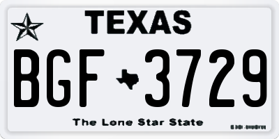 TX license plate BGF3729