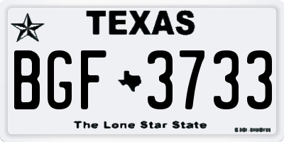 TX license plate BGF3733