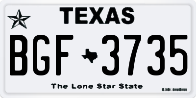 TX license plate BGF3735