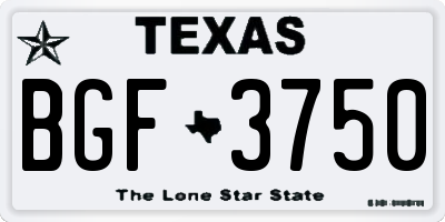 TX license plate BGF3750