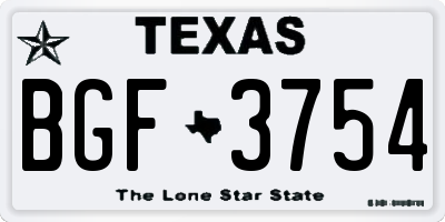 TX license plate BGF3754