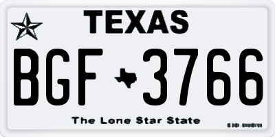 TX license plate BGF3766