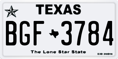 TX license plate BGF3784