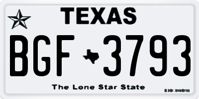 TX license plate BGF3793