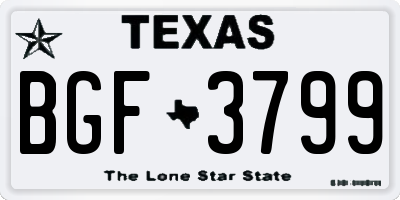 TX license plate BGF3799