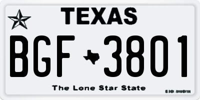 TX license plate BGF3801