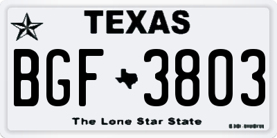 TX license plate BGF3803
