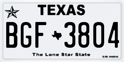 TX license plate BGF3804