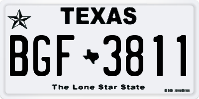 TX license plate BGF3811