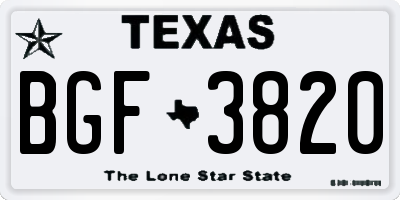 TX license plate BGF3820