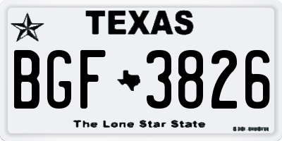 TX license plate BGF3826
