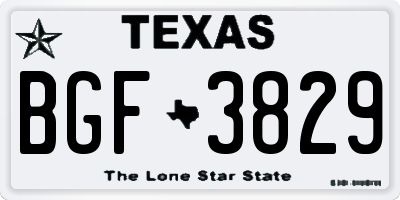 TX license plate BGF3829