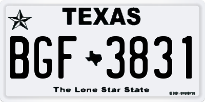 TX license plate BGF3831