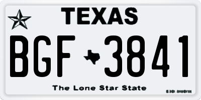 TX license plate BGF3841