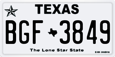 TX license plate BGF3849