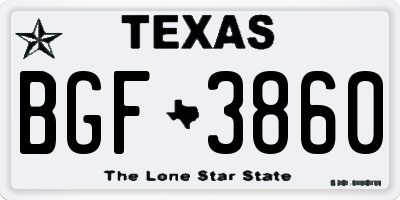 TX license plate BGF3860