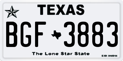 TX license plate BGF3883