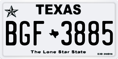 TX license plate BGF3885