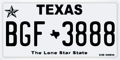 TX license plate BGF3888
