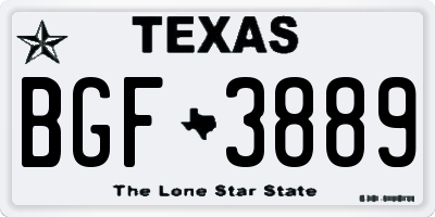 TX license plate BGF3889