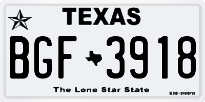 TX license plate BGF3918