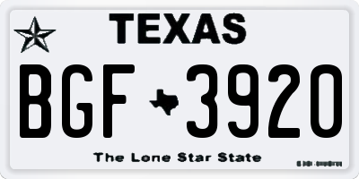 TX license plate BGF3920
