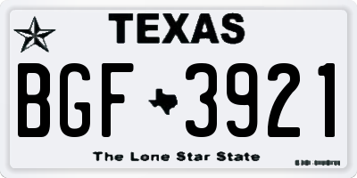 TX license plate BGF3921
