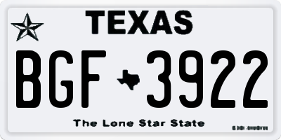 TX license plate BGF3922
