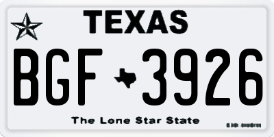TX license plate BGF3926