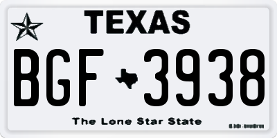 TX license plate BGF3938
