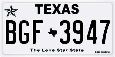 TX license plate BGF3947