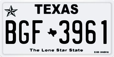 TX license plate BGF3961