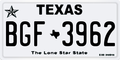 TX license plate BGF3962