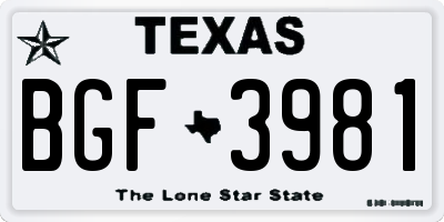 TX license plate BGF3981