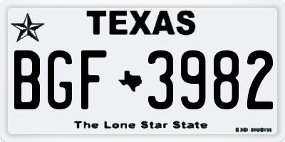 TX license plate BGF3982