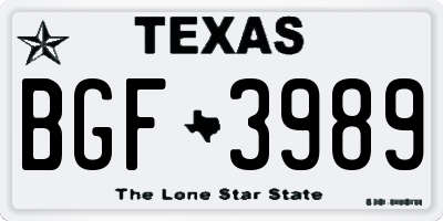 TX license plate BGF3989
